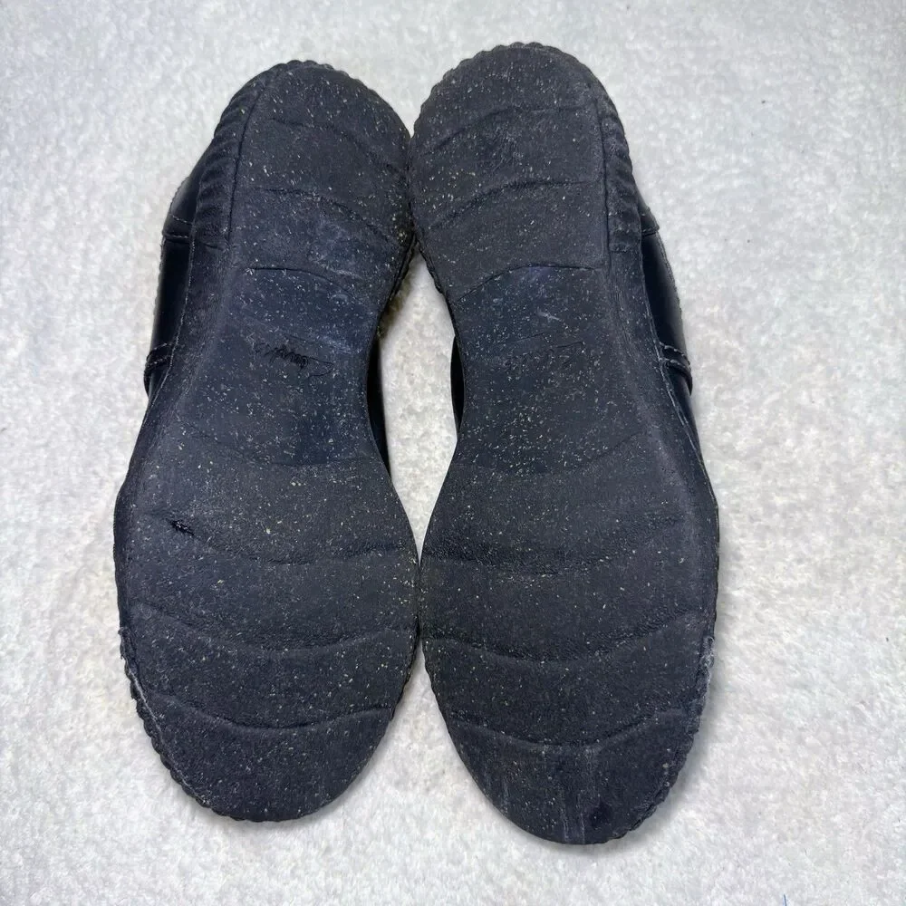 Clarks Leather Shoes Women's 11 Black Caroline Pearl Pull On Loafers Cushioned